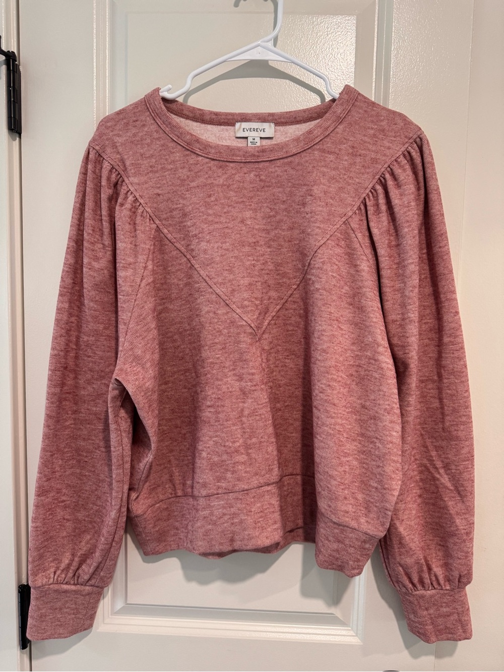 Evereve Dusty Rose Pullover with V-Panel and Balloon Sleeves